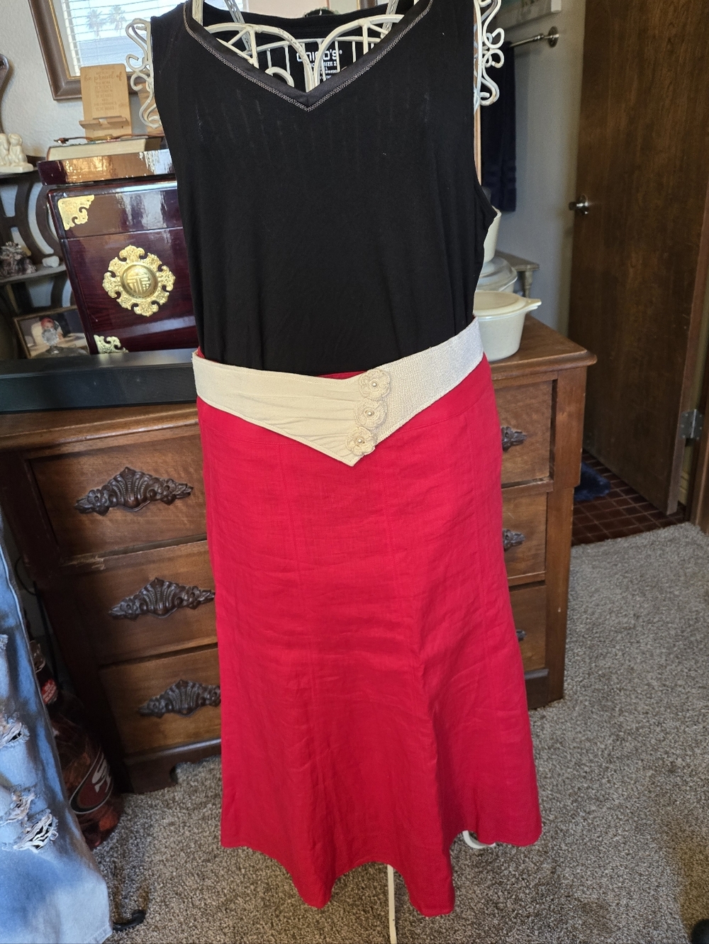 NWT Talbots Bright Red Linen And Cotton Lined A Line Skirt.